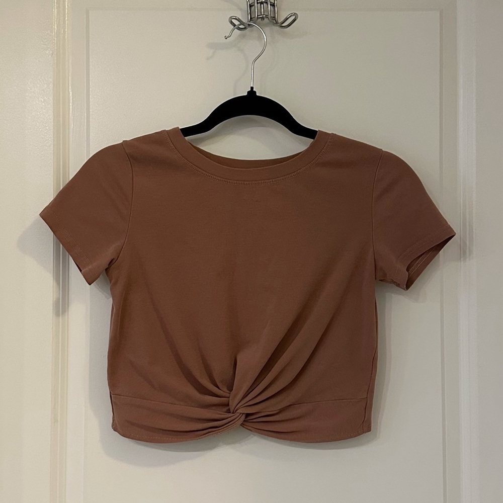 Twist Front Rose Brown Crop Top